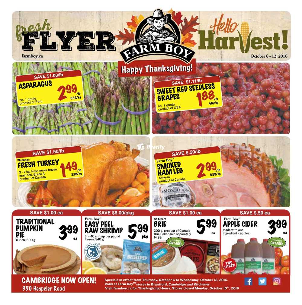 Farm Boy (Brantford, Cambridge & Kitchener) Flyer October 6 to 12 Canada