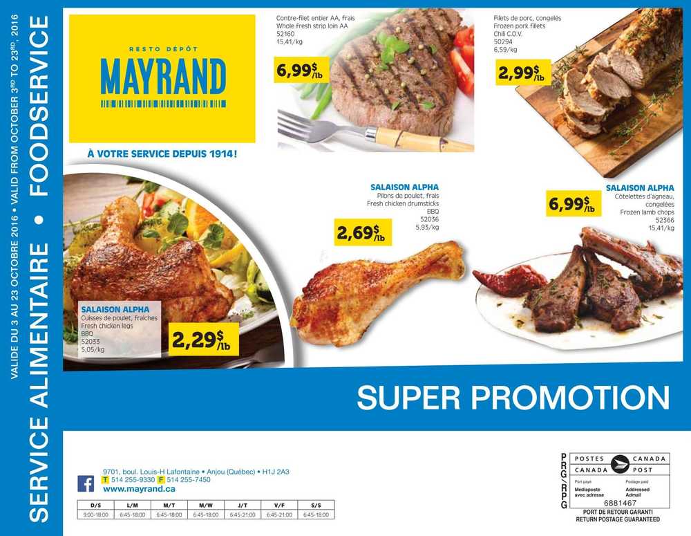 mayrand food service flyer october 3 to 23 canada mayrand weekly flyer