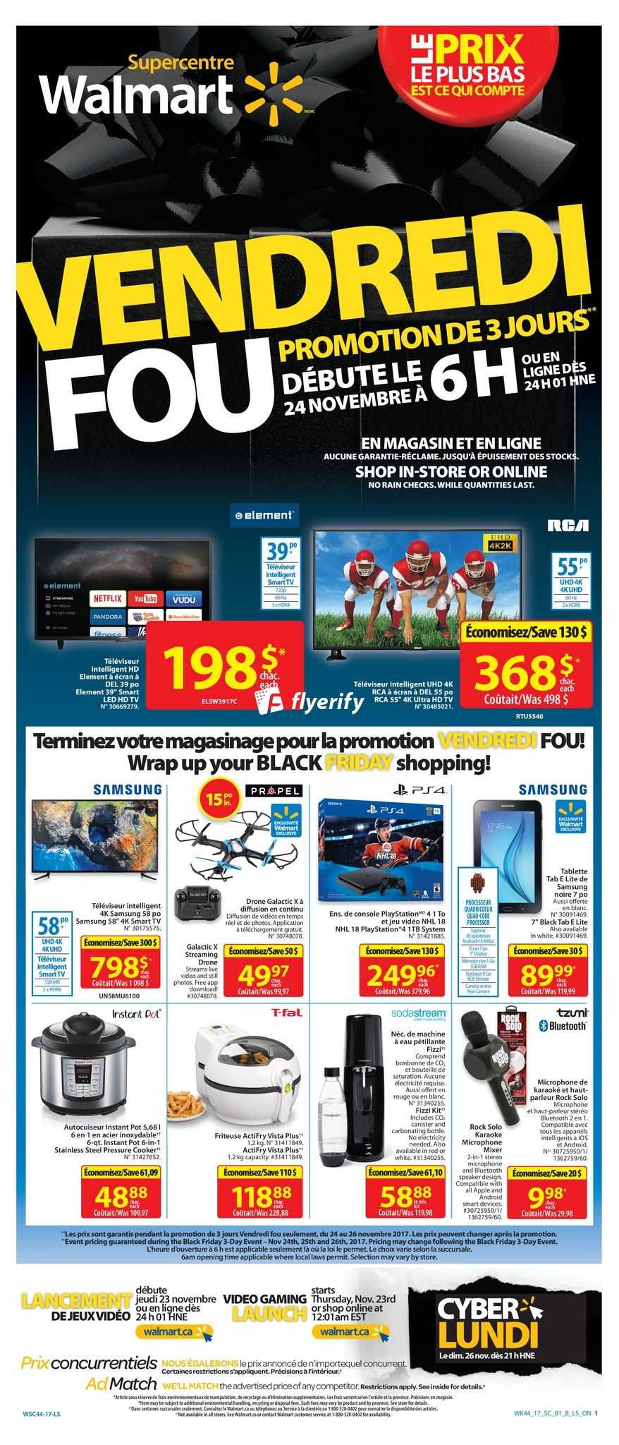 Walmart (QC) Canada Black Friday Flyer November 24 to 26, 2017 Canada