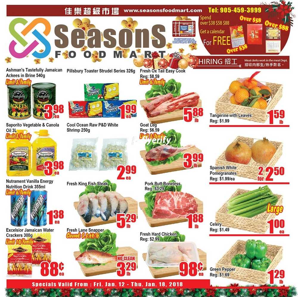 seasons food mart brampton flyer january 12 to 18 canada seasons food mart flyer brampton