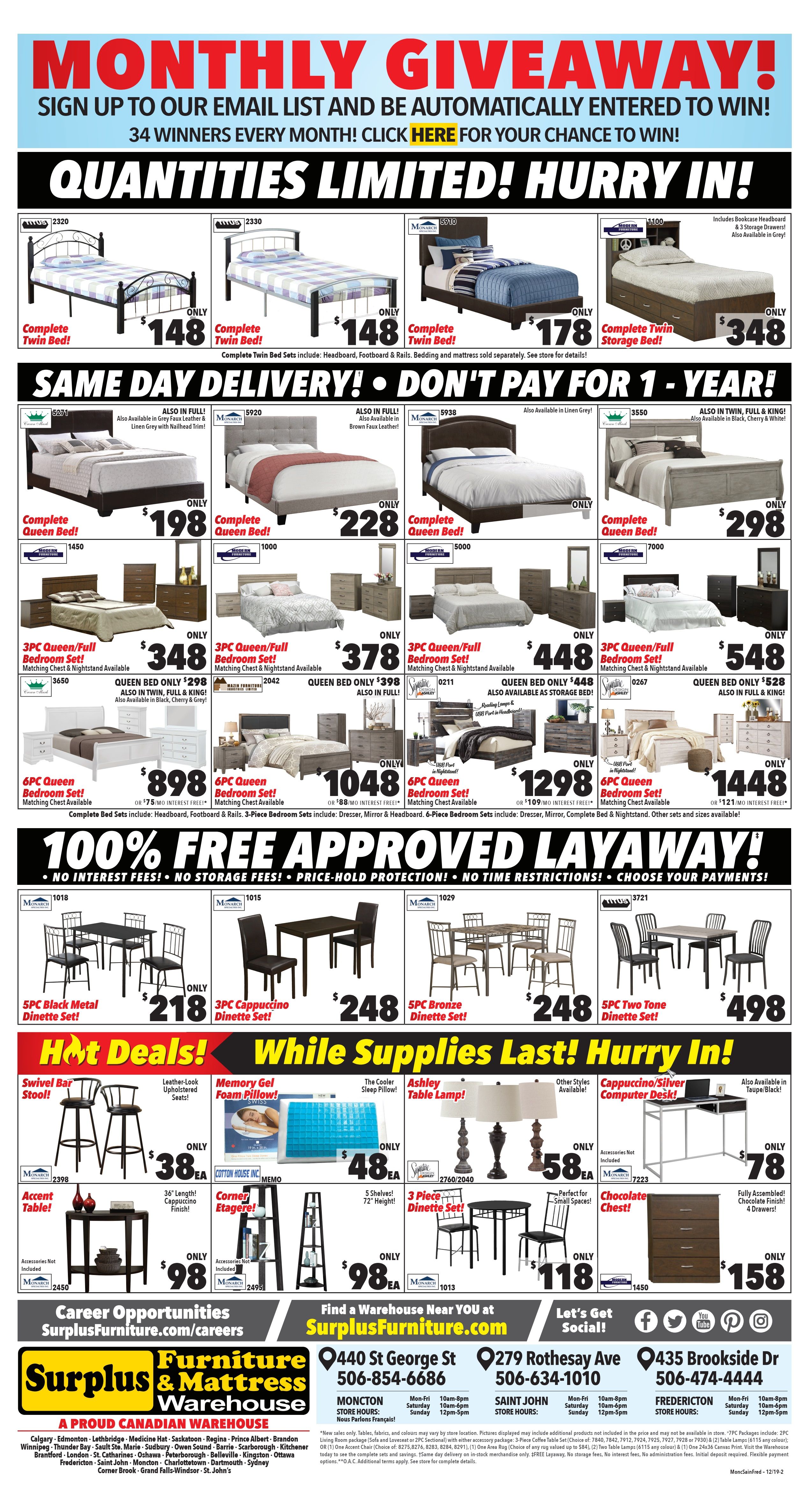 Surplus Furniture & Mattress Warehouse (Saint John) Flyer December 3 to 16