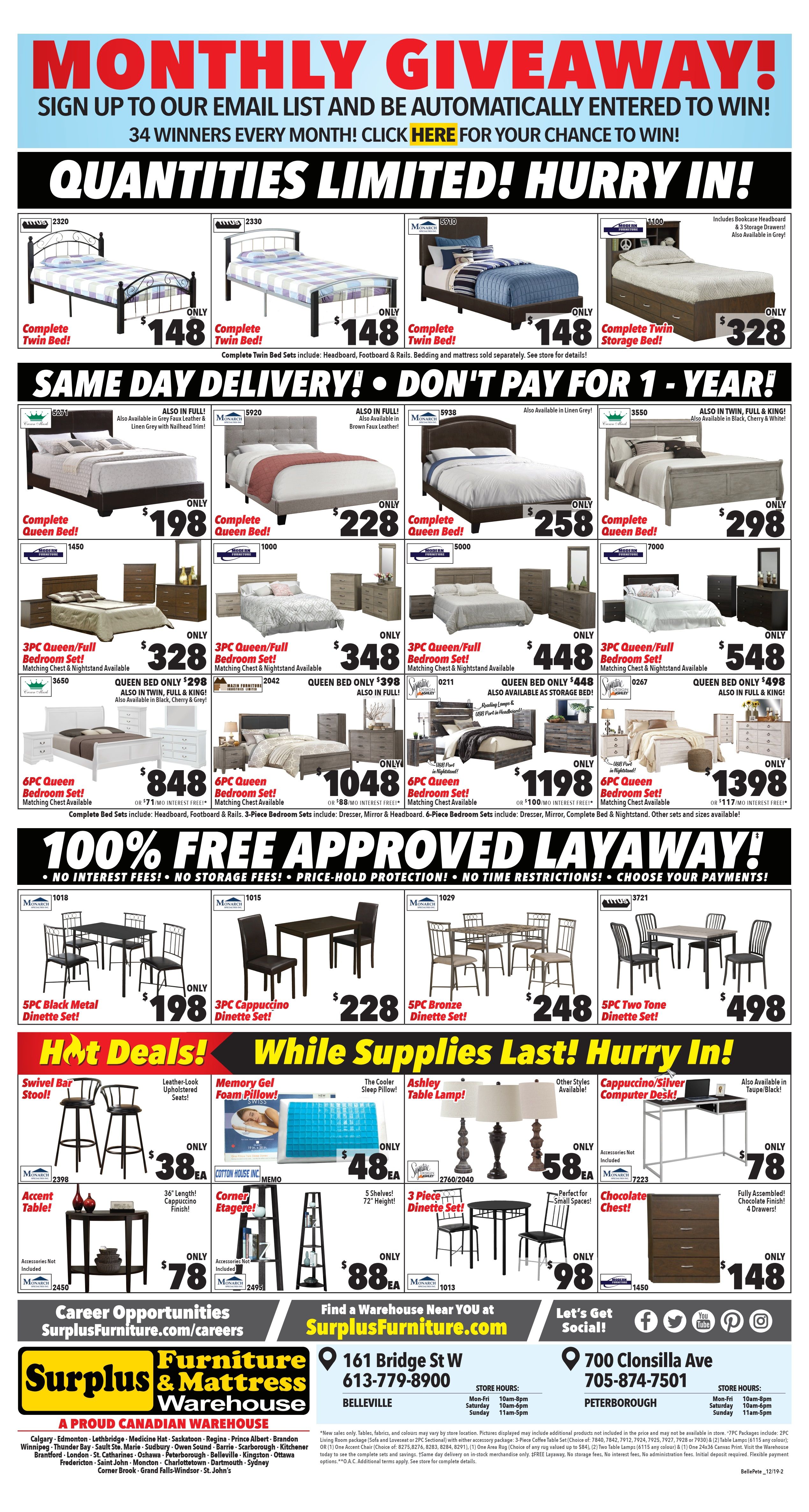 Surplus Furniture & Mattress Warehouse (Peterborough) Flyer December 3 to 16