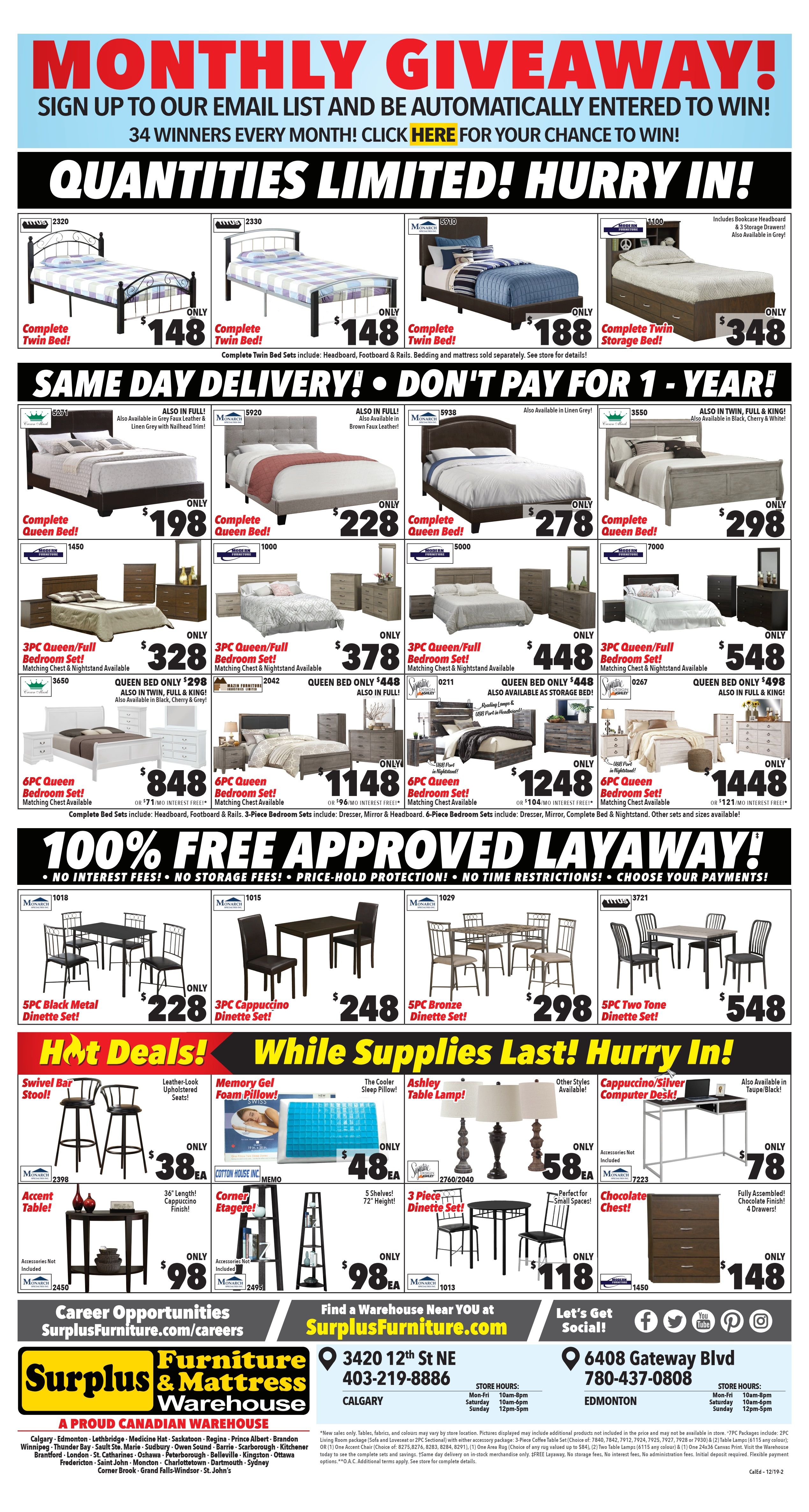 Surplus Furniture & Mattress Warehouse (Edmonton) Flyer December 3 to 16