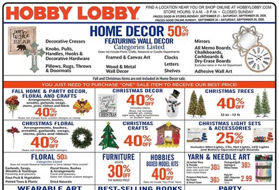 Hobby Lobby Weekly Ad Flyer September 20 to September 26