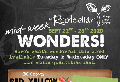 The Root Cellar Mid-Week Flyer September 22 and 23