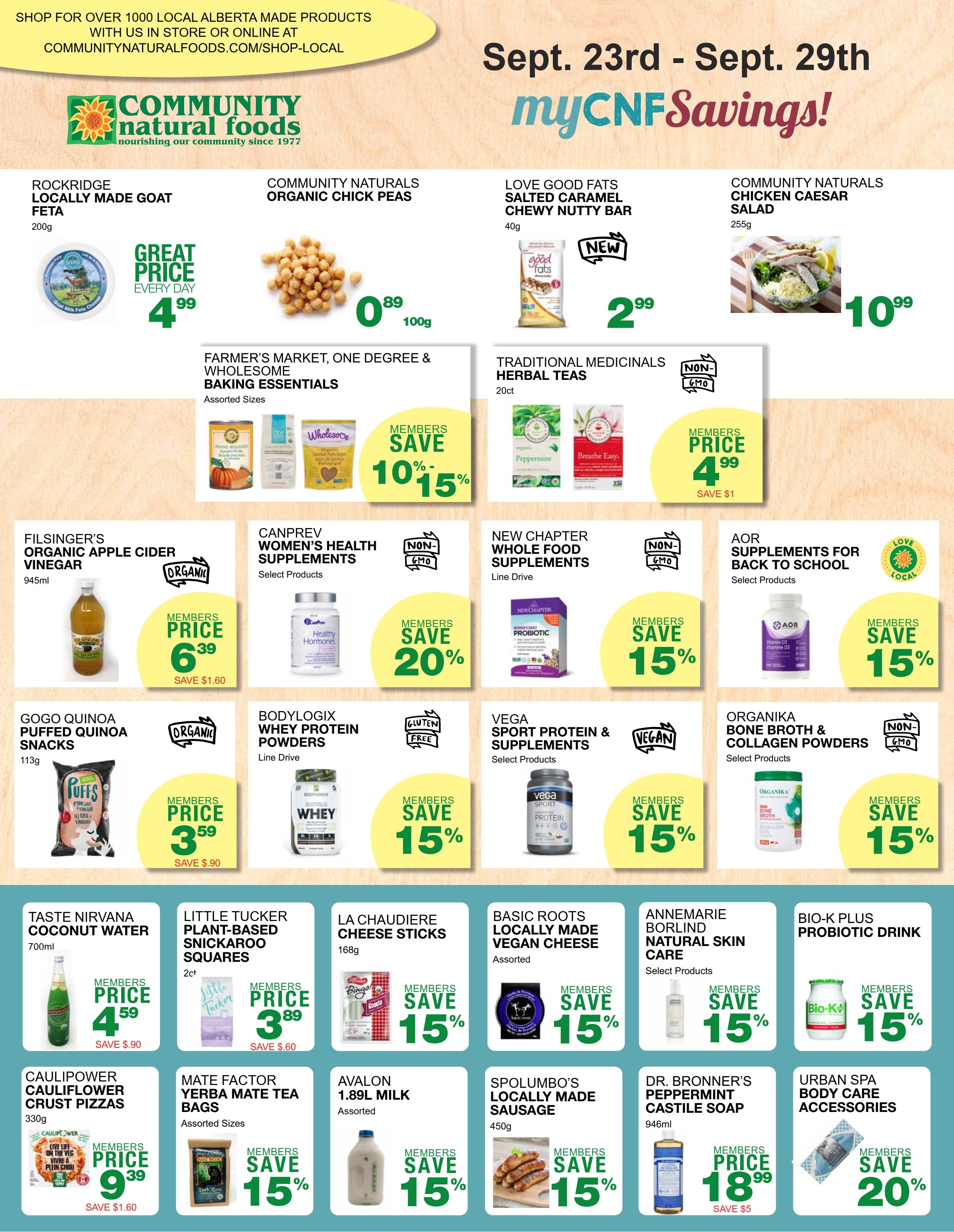 Community Natural Foods Flyer September 23 to 29