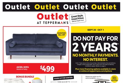 Outlet at Tepperman's Flyer September 25 to October 1