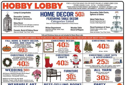 Hobby Lobby Weekly Ad Flyer September 27 to October 3