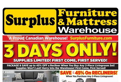 Surplus Furniture & Mattress Warehouse (Winnipeg) Flyer September 29 to October 5