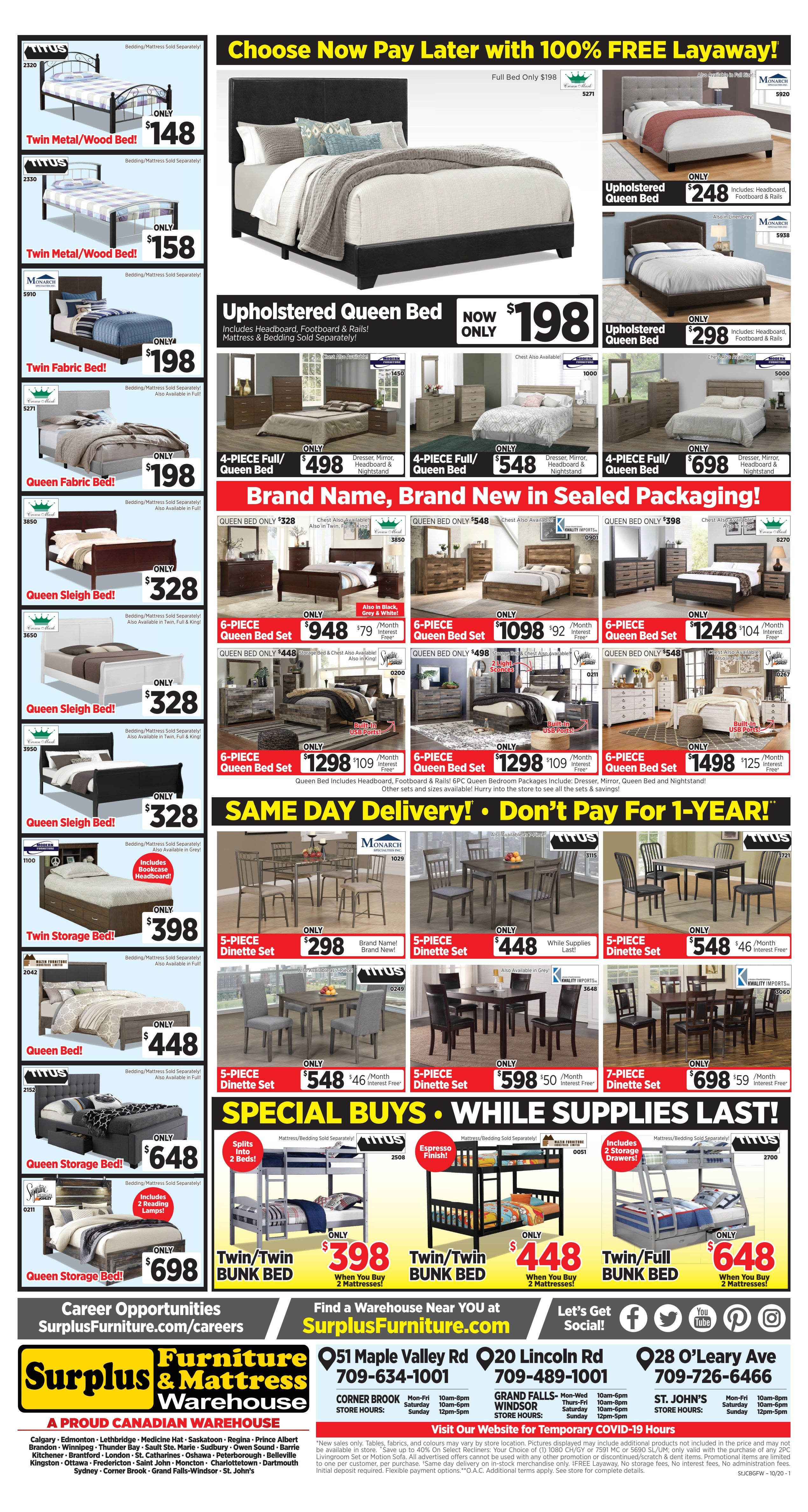 Surplus Furniture & Mattress Warehouse (Grand Falls Windsor) Flyer September 29 to October 5