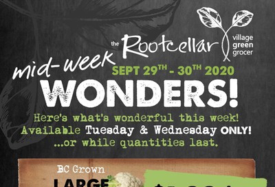 The Root Cellar Mid-Week Flyer September 29 and 30