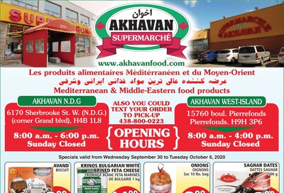 Akhavan Supermarche Flyer September 30 to October 6