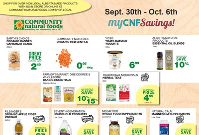 Community Natural Foods Flyer September 30 to October 6