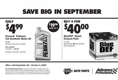Carquest Weekly Ad Flyer September 20 to October 3