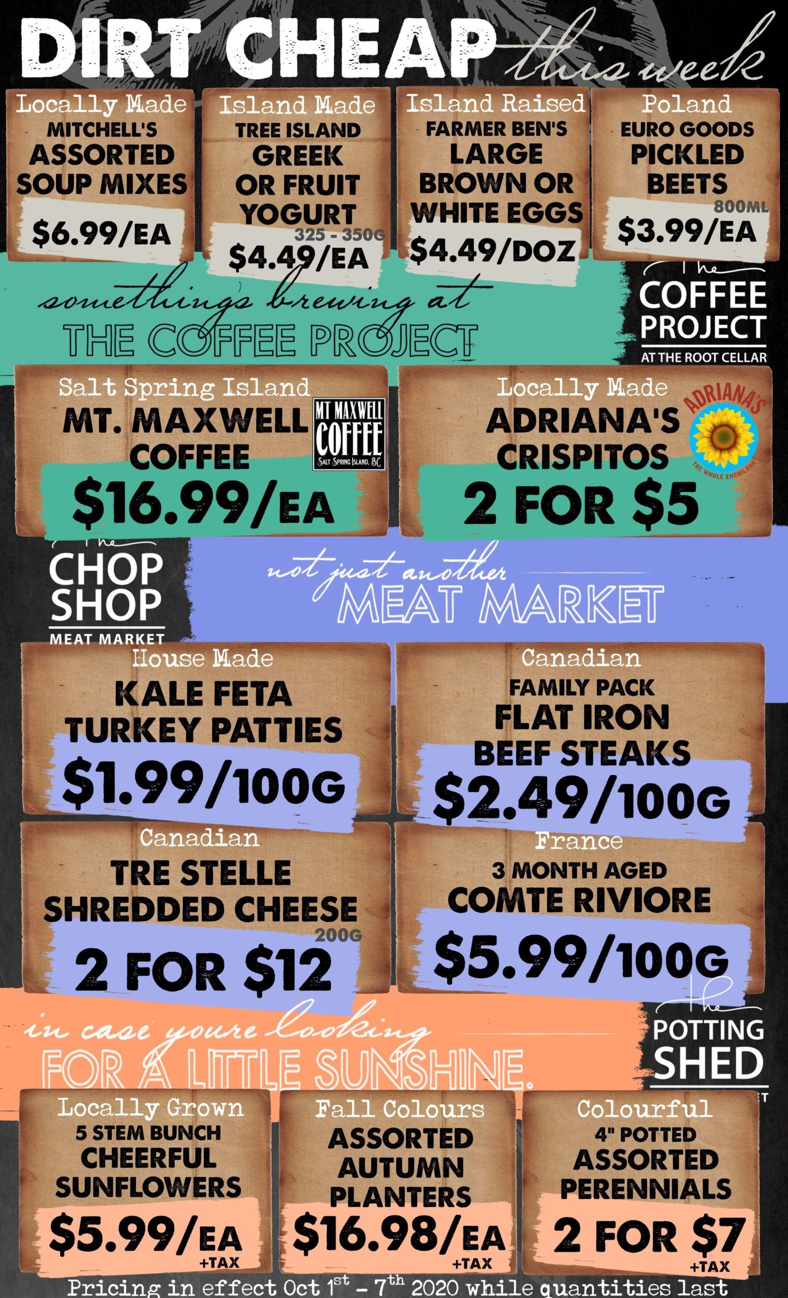 The Root Cellar Flyer October 1 to 7