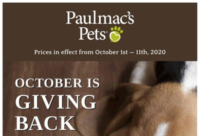 Paulmac's Pets Flyer October 1 to 11