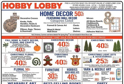Hobby Lobby Weekly Ad Flyer October 4 to October 10