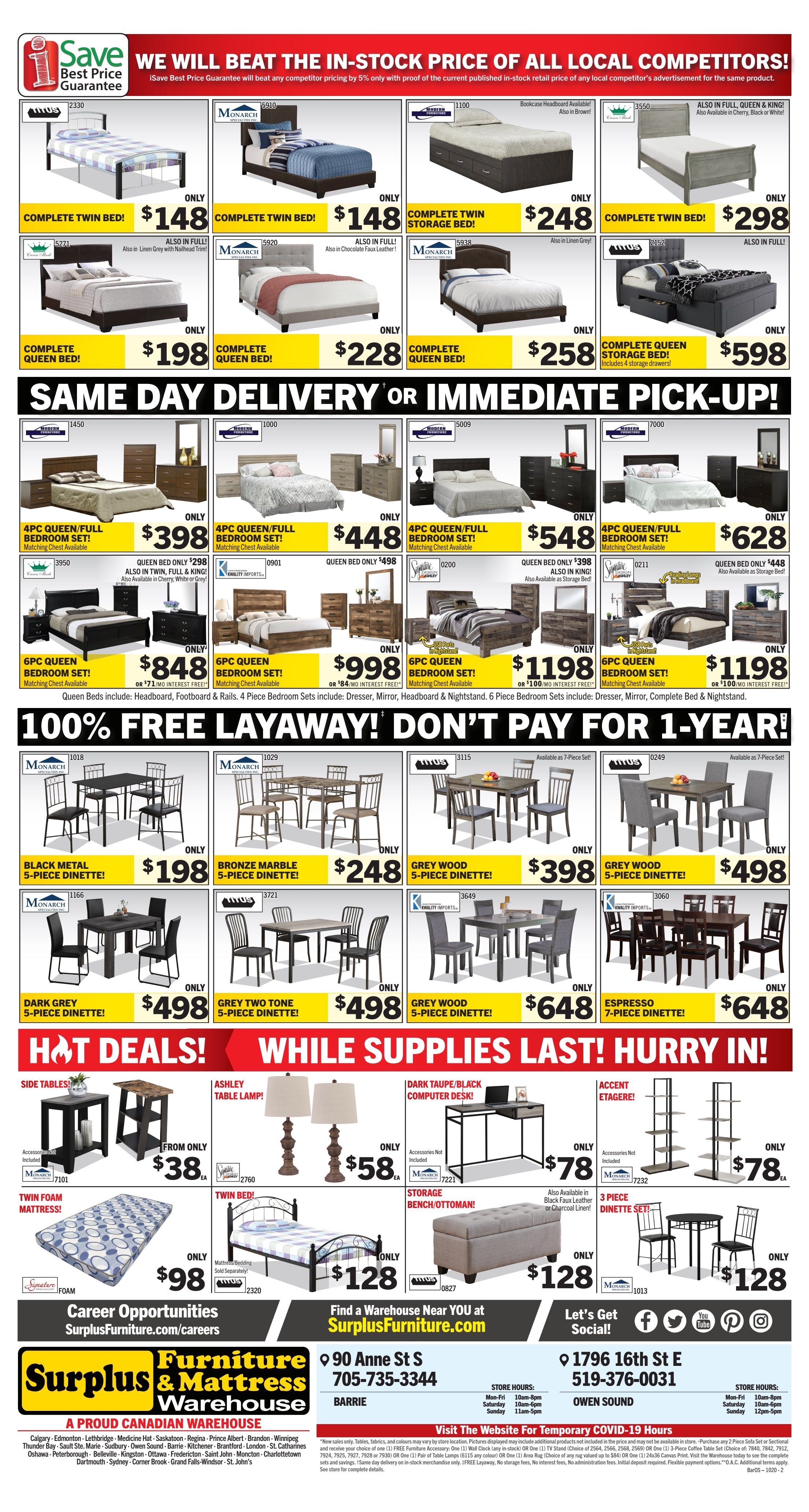 Surplus Furniture & Mattress Warehouse (Owen Sound) Flyer October 6 to 26