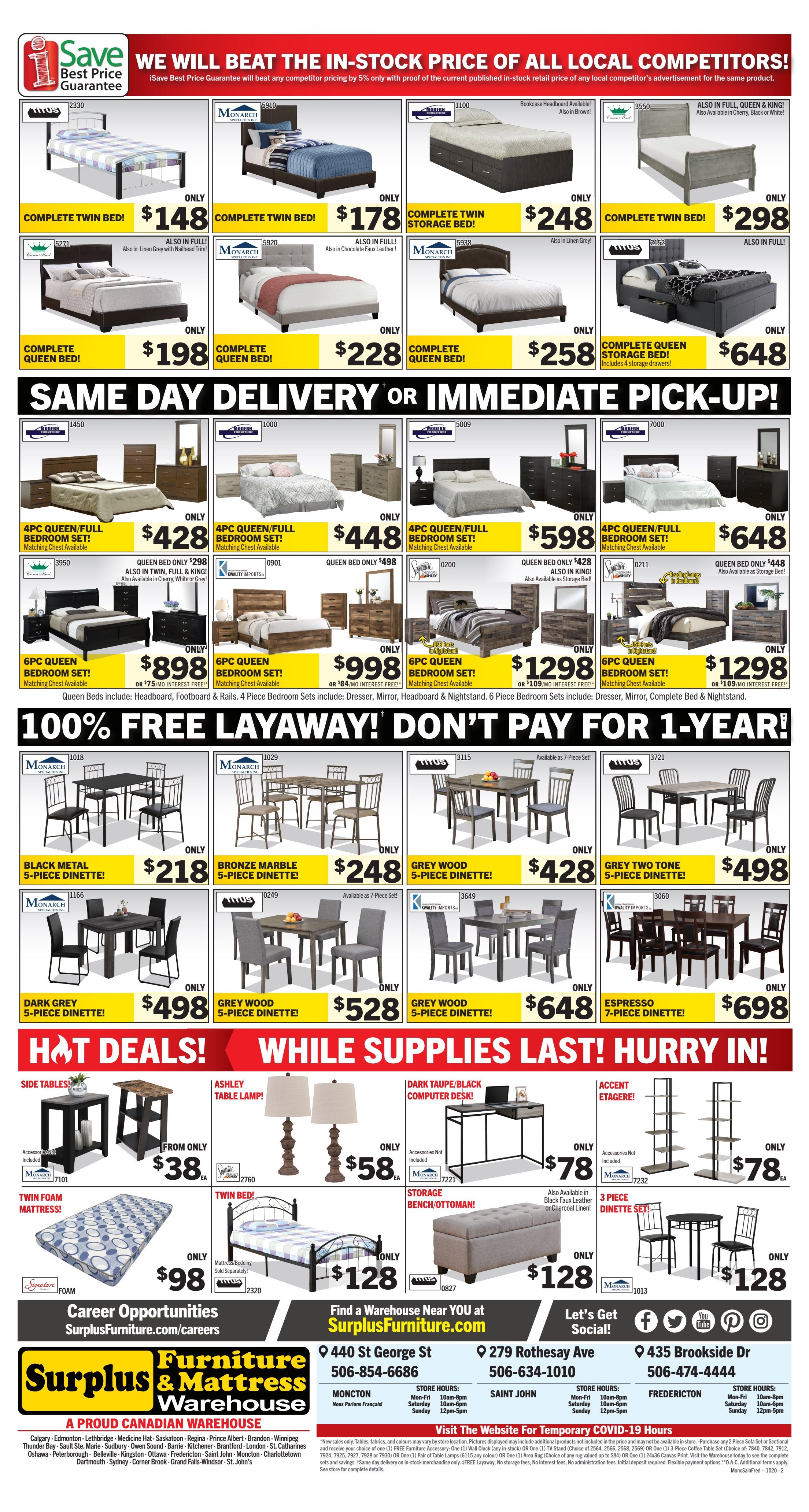 Surplus Furniture & Mattress Warehouse (Moncton) Flyer October 6 to 26