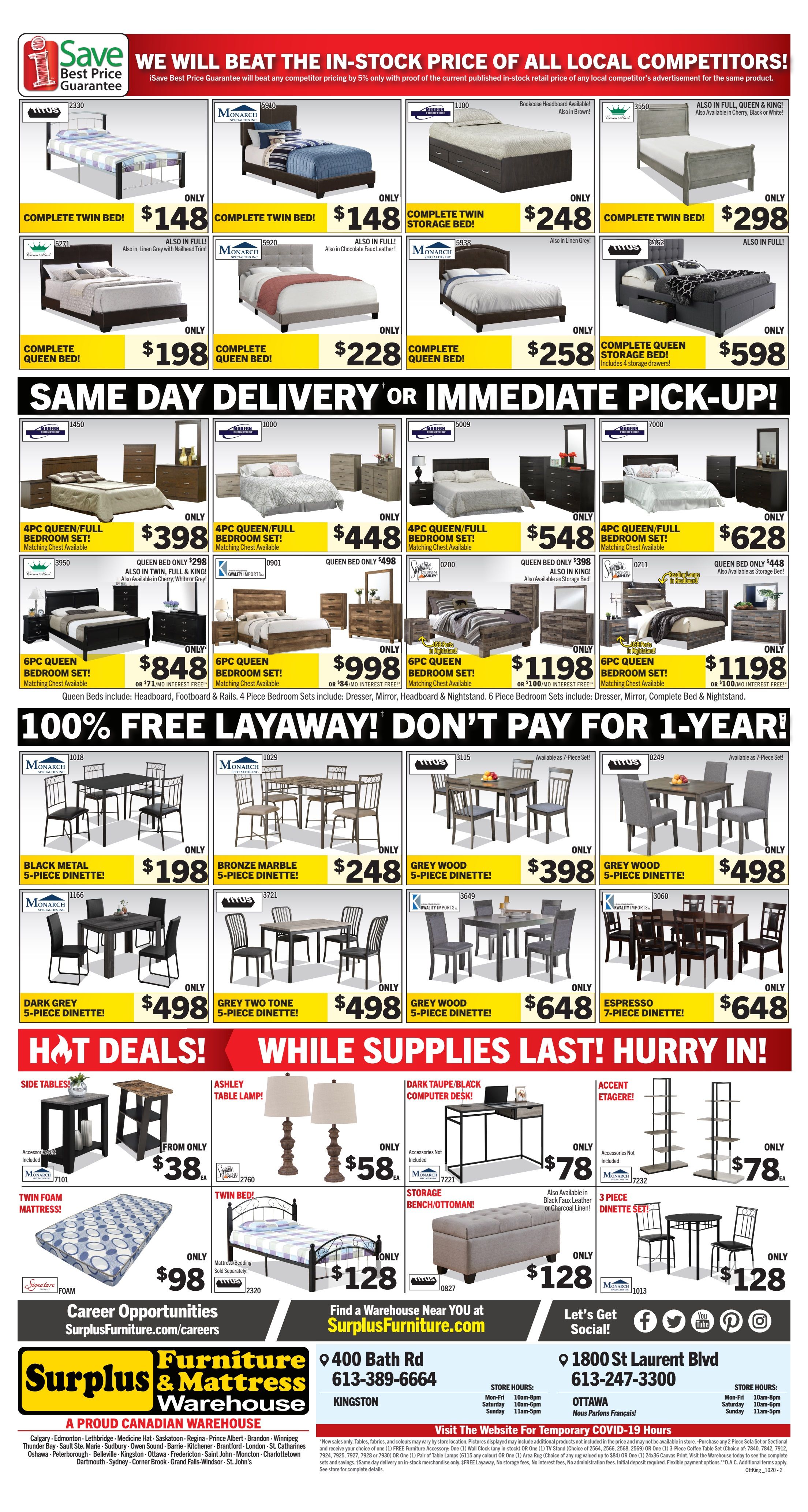 Surplus Furniture & Mattress Warehouse (Kingston) Flyer October 6 to 26