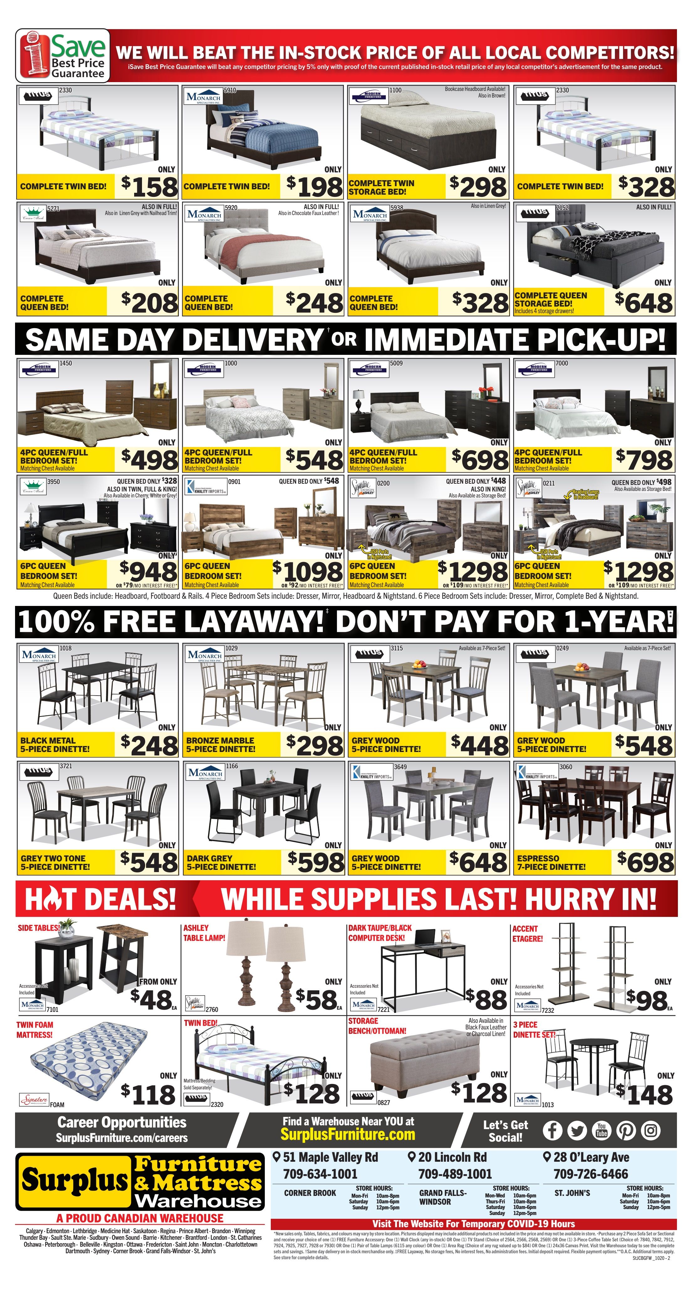 Surplus Furniture & Mattress Warehouse (Corner Brook) Flyer October 6 to 26