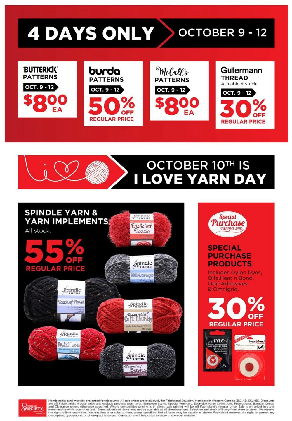 Fabricland (West) Flyer October 8 to 12