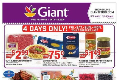 Giant Food Weekly Ad Flyer October 9 to October 15
