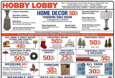 Hobby Lobby Weekly Ad Flyer October 11 to October 17