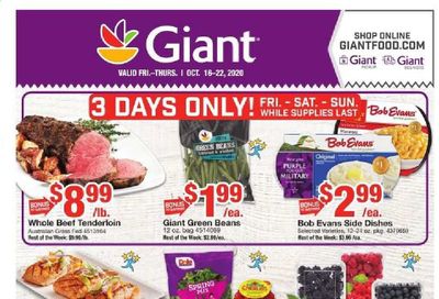 Giant Food Weekly Ad Flyer October 16 to October 22