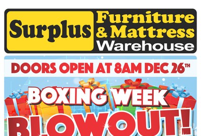 Surplus Furniture & Mattress Warehouse (Winnipeg) Boxing Week Flyer December 17 to 30