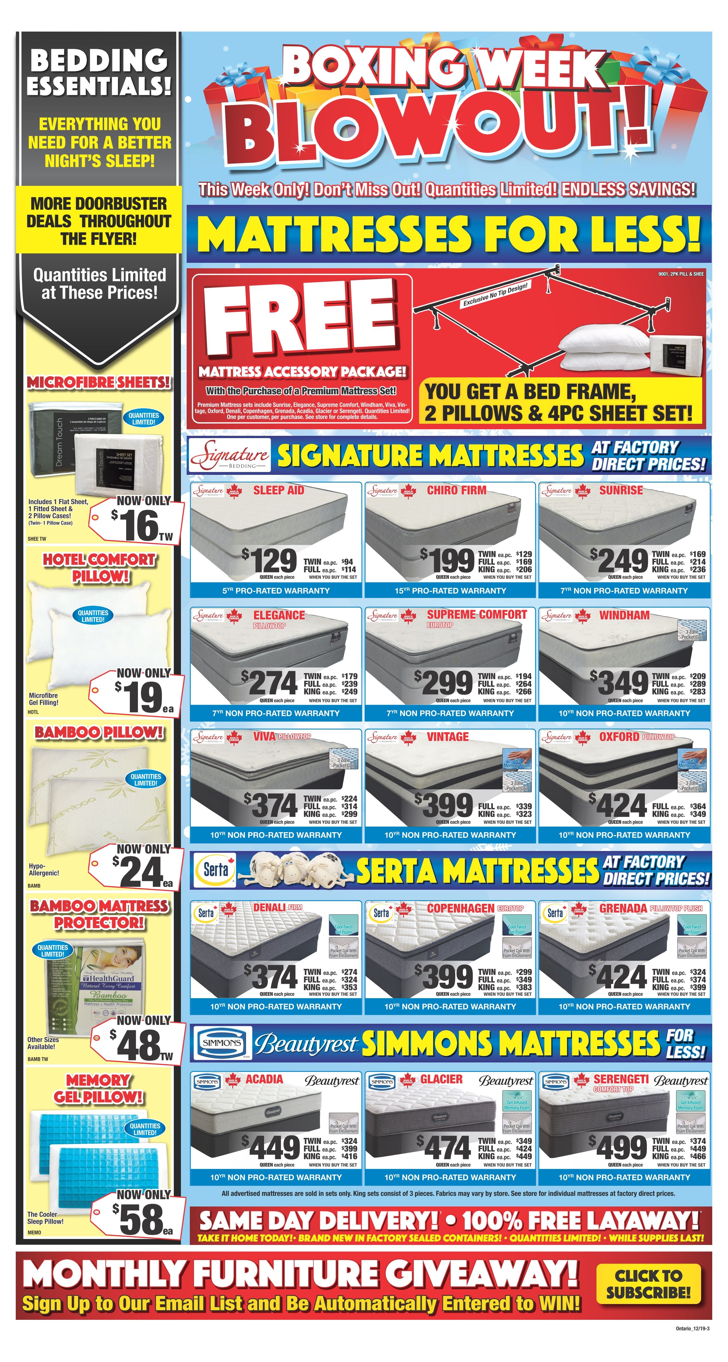 Surplus Furniture & Mattress Warehouse (Kitchener) Boxing Week Flyer December 17 to 30