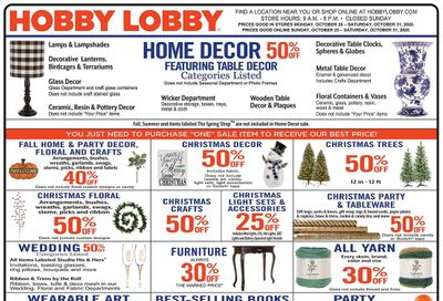 Hobby Lobby Weekly Ad Flyer October 25 to October 31