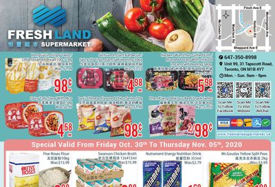 FreshLand Supermarket Flyer October 30 to November 5