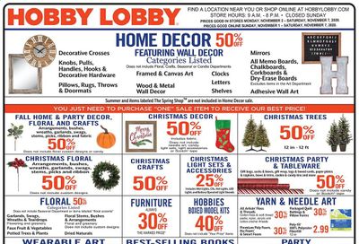 Hobby Lobby Weekly Ad Flyer November 1 to November 7