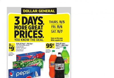 Dollar General (IA, MI, MN, NE, NY, OH, OK, PA) Weekly Ad Flyer November 1 to November 7