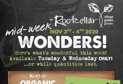 The Root Cellar Mid-Week Flyer November 3 and 4