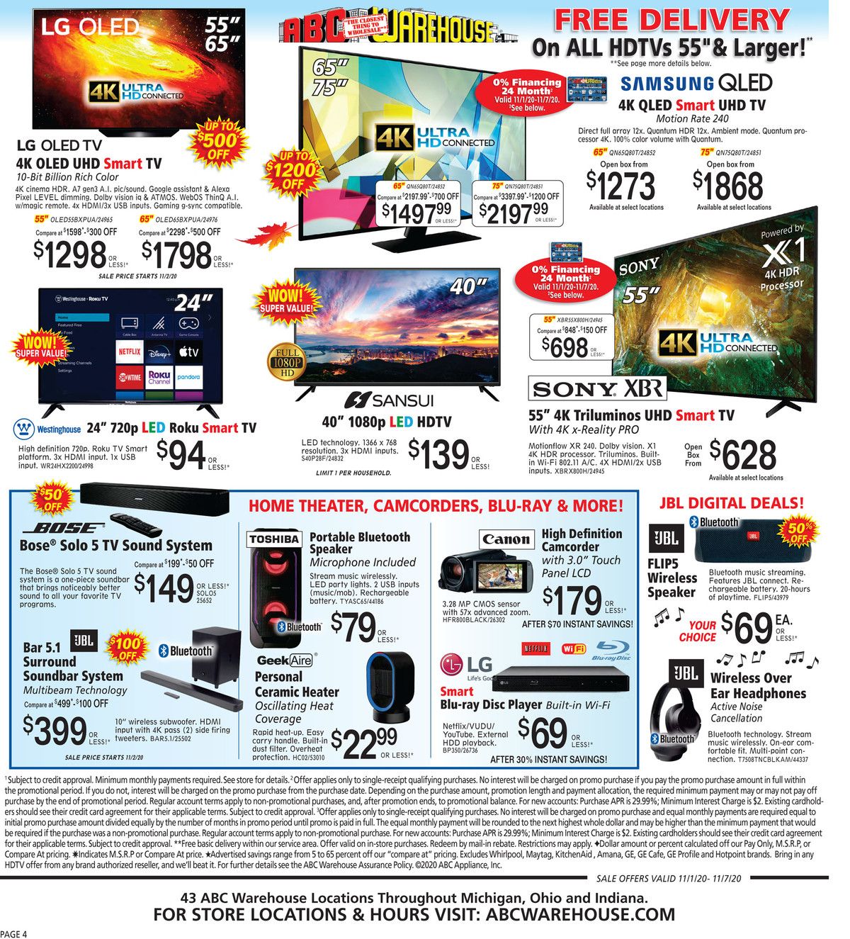 ABC Warehouse Weekly Ad Flyer November 1 to November 7