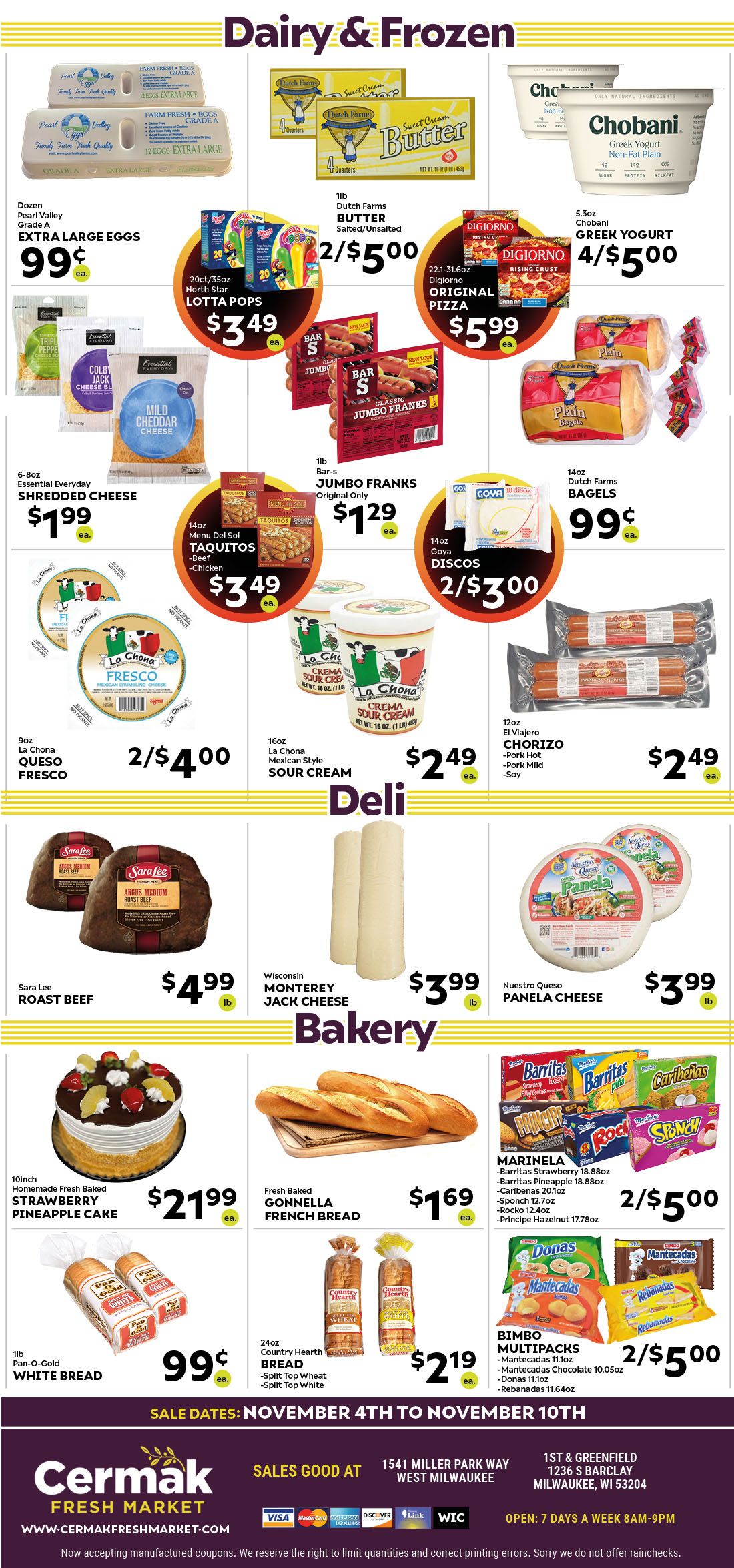 Cermack Fresh Market (WI) Weekly Ad Flyer November 4 to November 10 2020