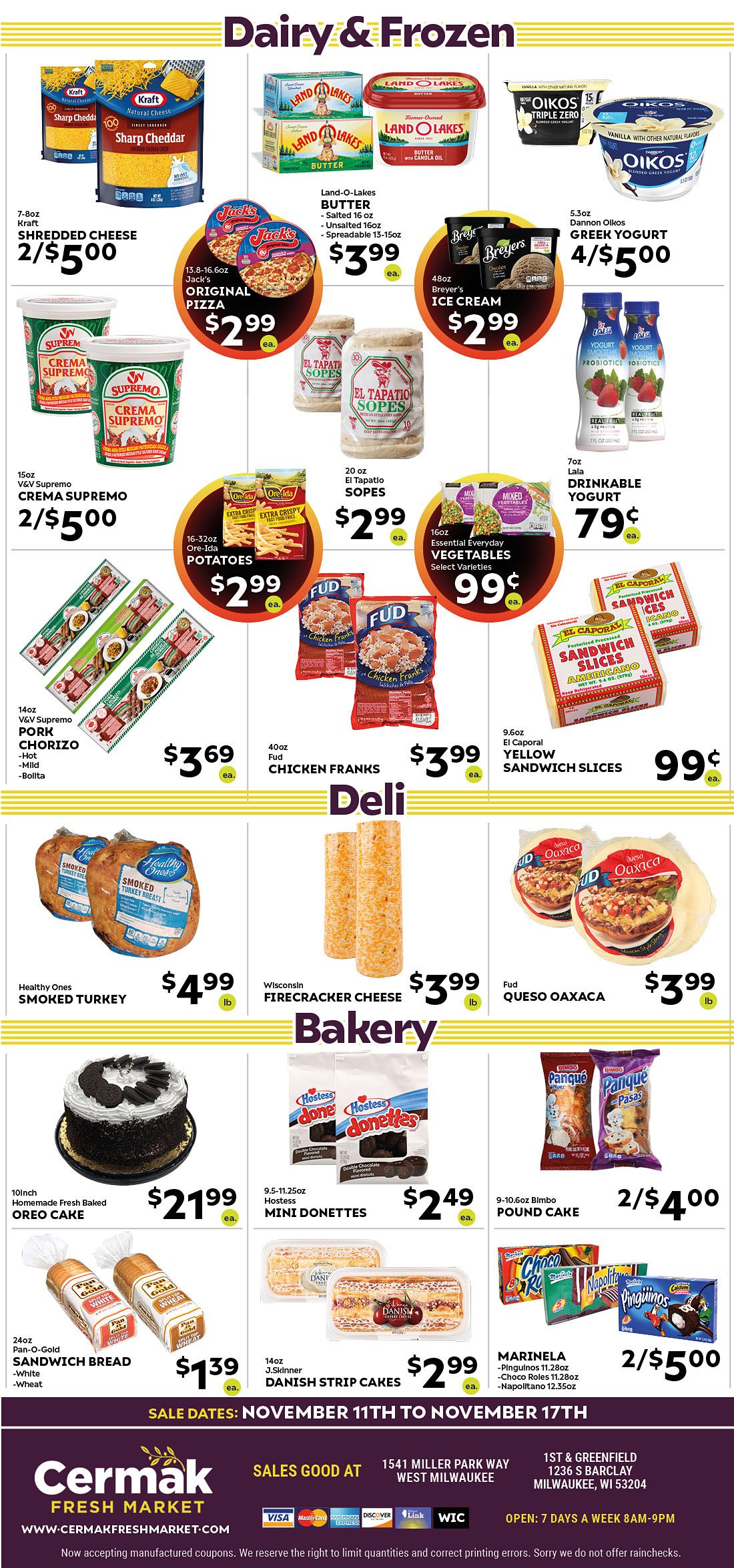 Cermack Fresh Market (WI) Weekly Ad Flyer November 11 to November 17 2020