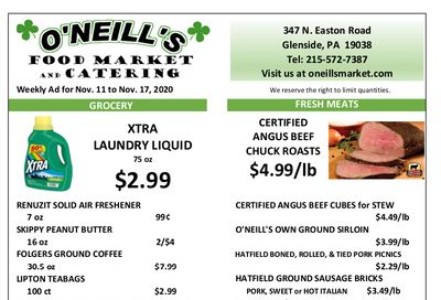 O'Neill's Food Market Weekly Ad Flyer November 11 to November 17, 2020