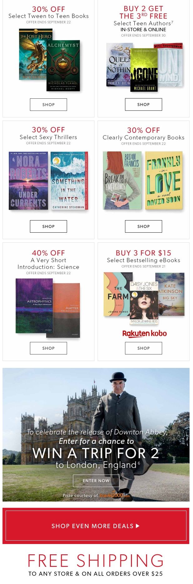 Chapters Indigo Online Deals of the Week September 16 to 22