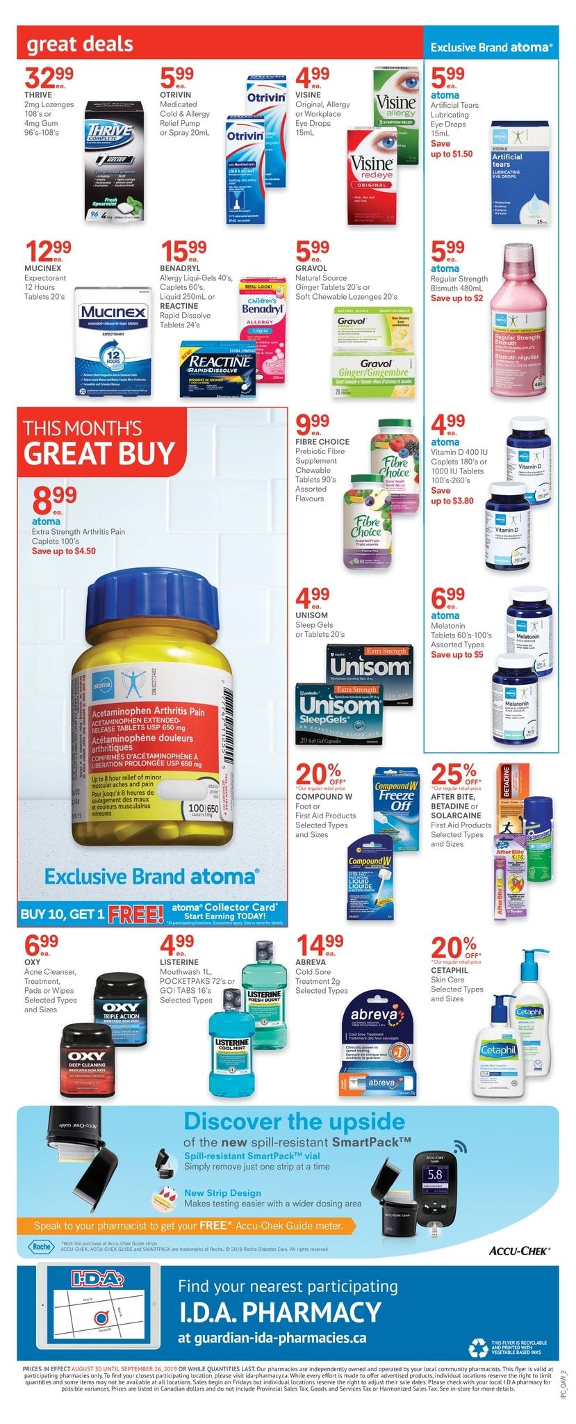 I.D.A. Pharmacy Flyer August 30 to September 26