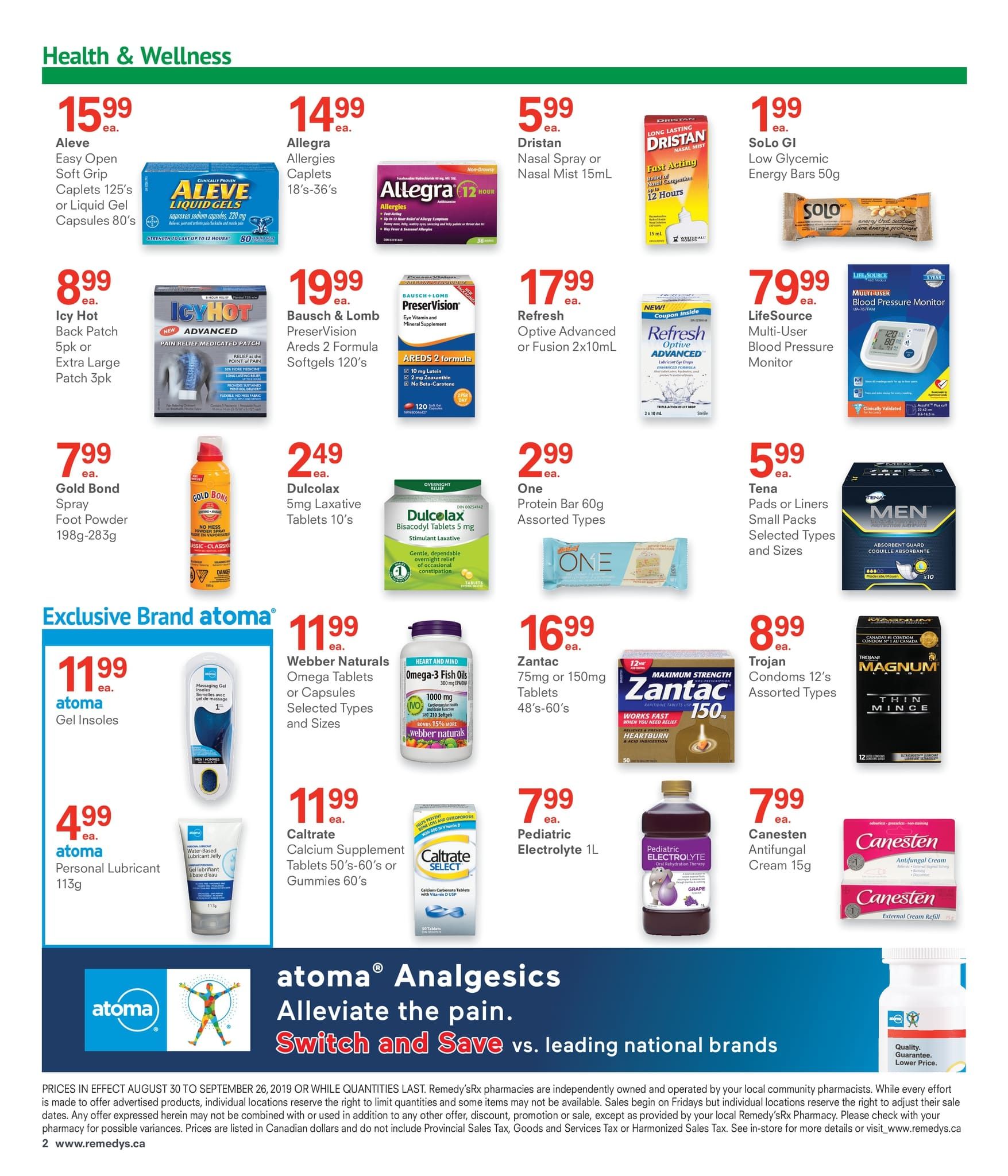 Remedy's RX Flyer August 30 to September 26
