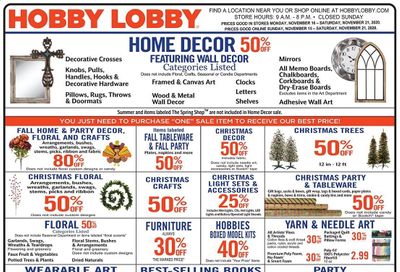 Hobby Lobby Weekly Ad Flyer November 15 to November 21