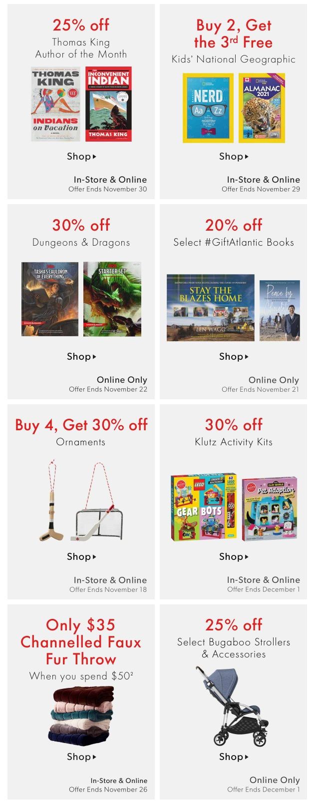 Chapters Indigo Online Deals of the Week November 16 to 22