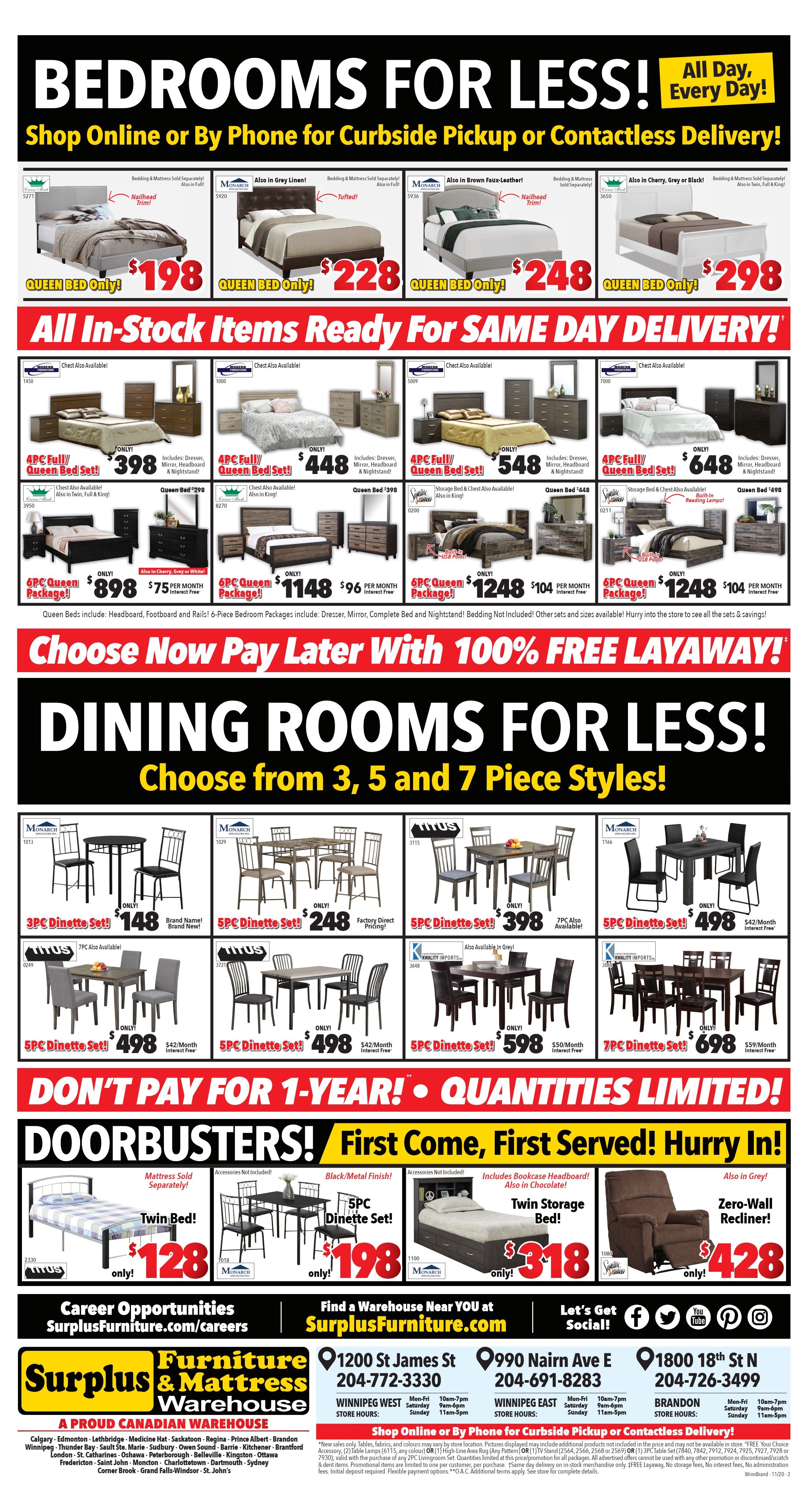 Surplus Furniture & Mattress Warehouse (Winnipeg) Flyer November 17 to 23