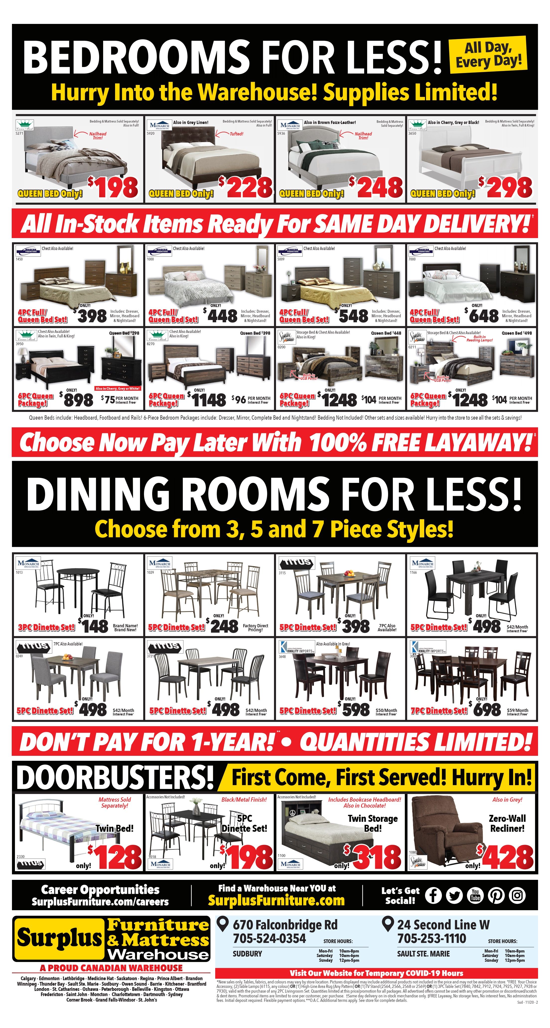 Surplus Furniture & Mattress Warehouse (Sudbury) Flyer November 17 to 23