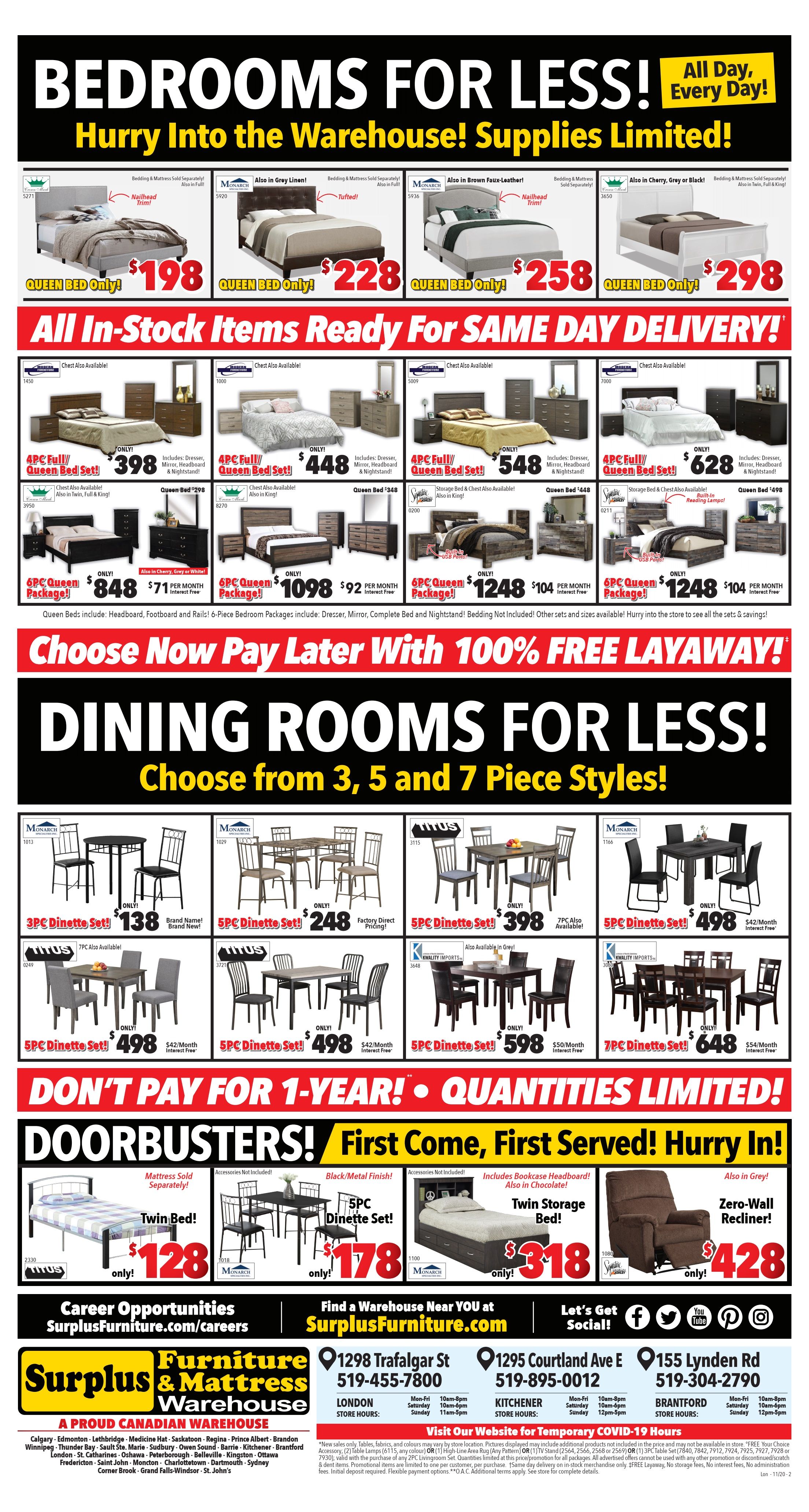 Surplus Furniture & Mattress Warehouse (London) Flyer November 17 to 23