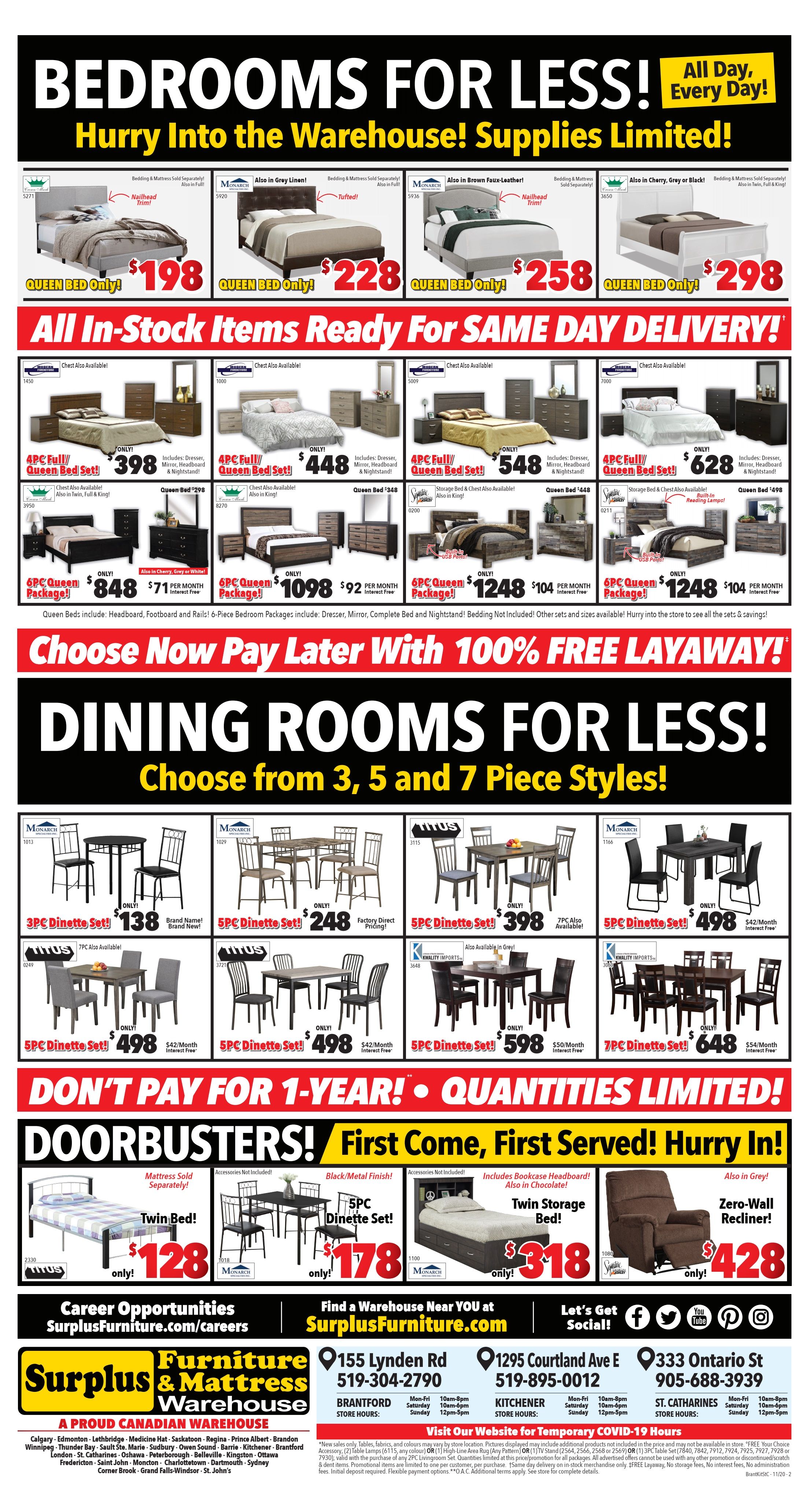 Surplus Furniture & Mattress Warehouse (Kitchener) Flyer November 17 to 23