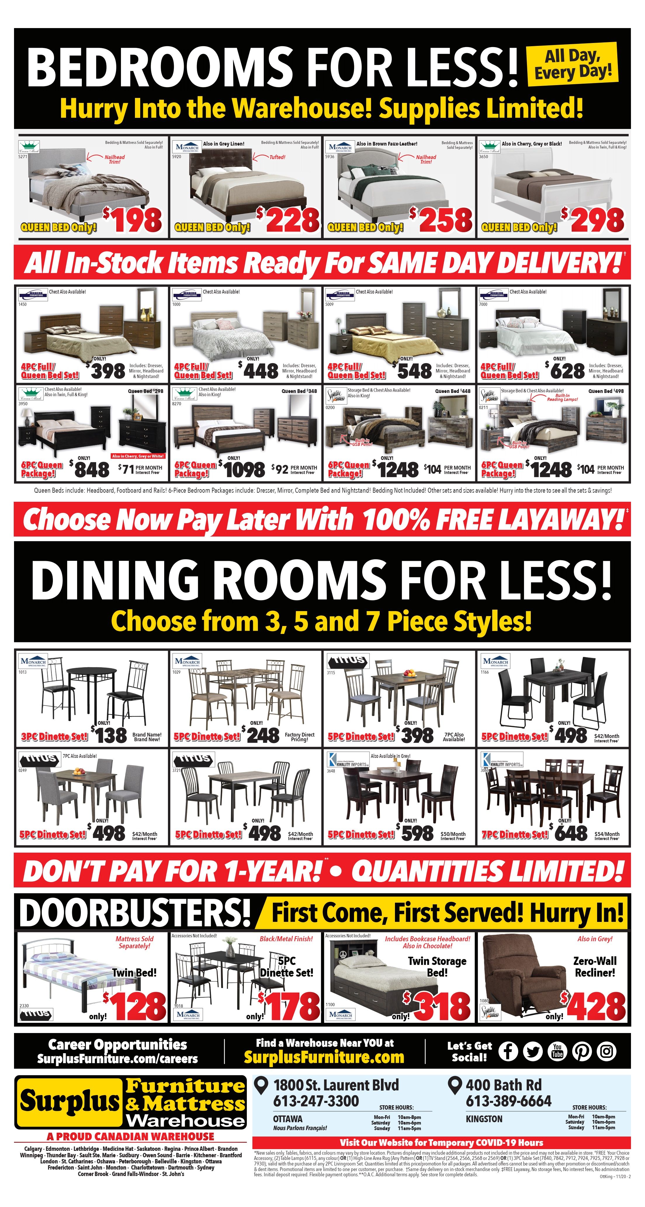 Surplus Furniture & Mattress Warehouse (Kingston) Flyer November 17 to 23